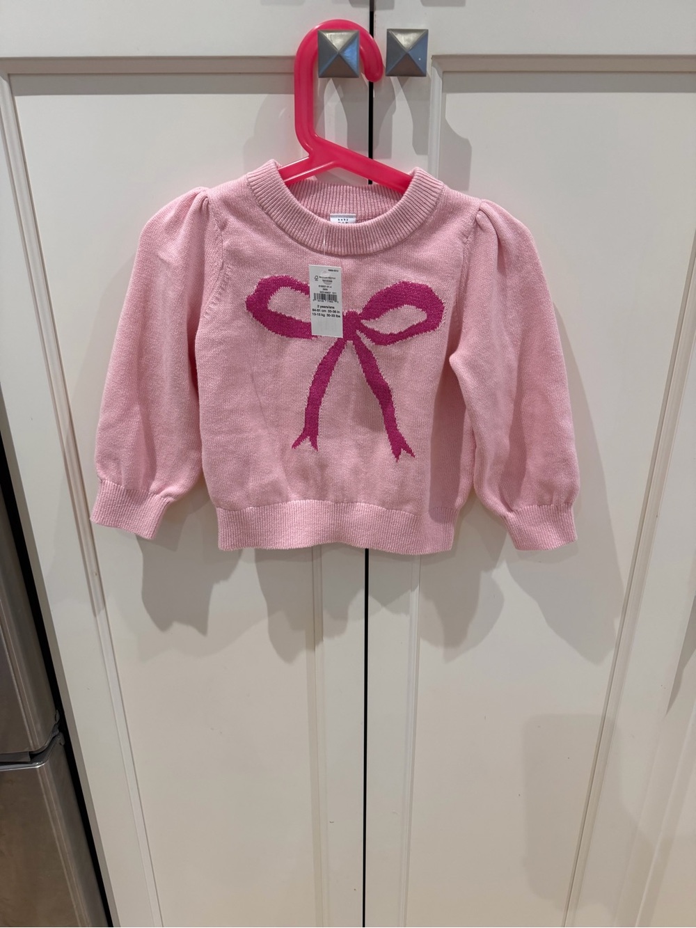 Baby gap 2t Girls' Pink Knit Sweater with Bow Accent